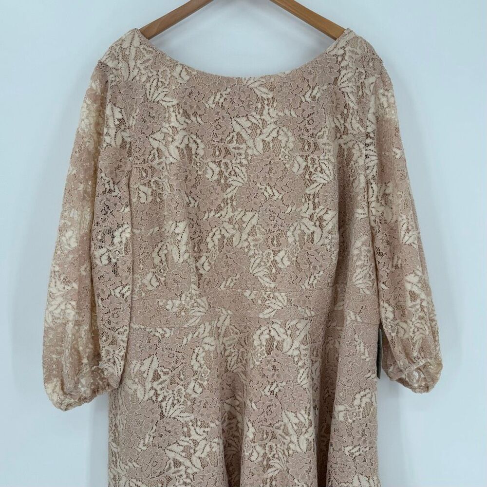 Eliza J Bateau Neck Lace Fit & Flare Knee Length Dress Pink Plus Women 24W - Picture 2 of 11